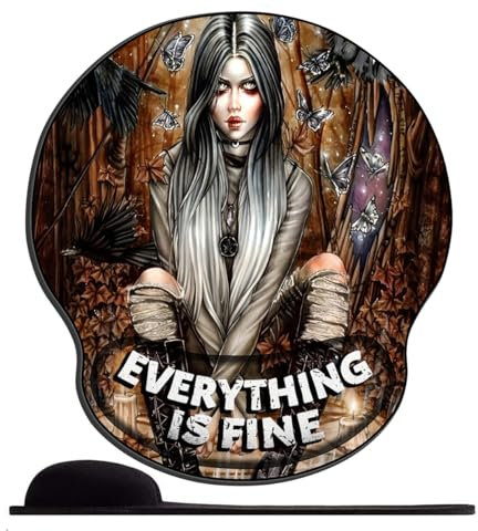 SENDJJ Mauspad mit Handgelenkstütze Gothic-Mädchen-Cartoon Ergonomische Handgelenkauflage bequemes Anti-Rutsch-Handgelenkpolster für Computer und Büro-25x23