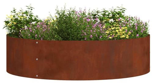 vidaXL Pflanzenring Rostig 80 x 80 x 20 cm Wetterfeststahl | Hat eine strukturierte Oberfläche, die ihm einen coolen Vintage-Look gibt, Perfekt, um deinen Außenbereich aufzupeppen,