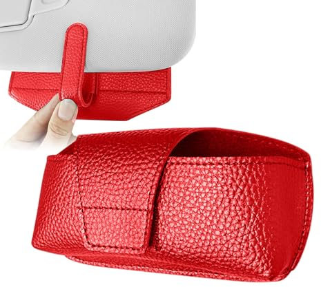 Hemousy Auto Sonnenbrille Halter | Kfz Sonnenbrillenhalter für die Autosonnenschutzblende - Rutschfeste PU-Leder Brillenetui Platzsparendes Auto Zubehör