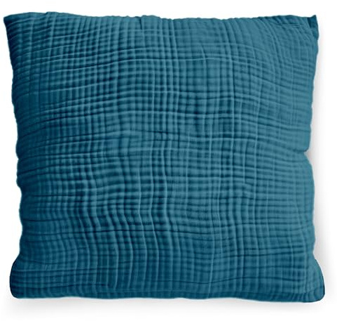 PinkZebra Bio-Musselin Kissenbezug 50 x 50 cm für Kinder & Erwachsene, weicher, Kopfkissenbezug GOTS-Zertifizierung, Made in EU, Kissenhülle mit Reißverschluss, Ocean