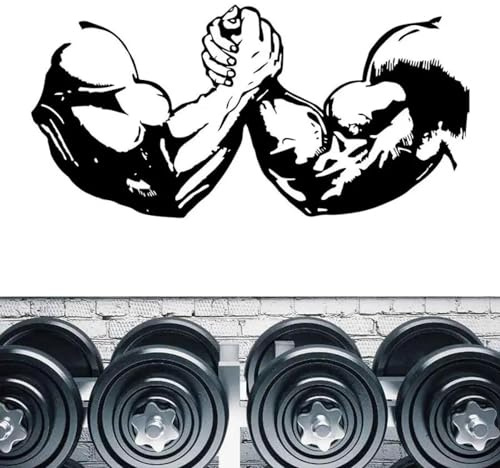 HGFHGD Schwarze Wandmalerei Bodybuilding Fitnessstudio Fitness Übung Muskel Armdrücken Wandaufkleber Fitnessstudio Dekoration Aufkleber Tapete