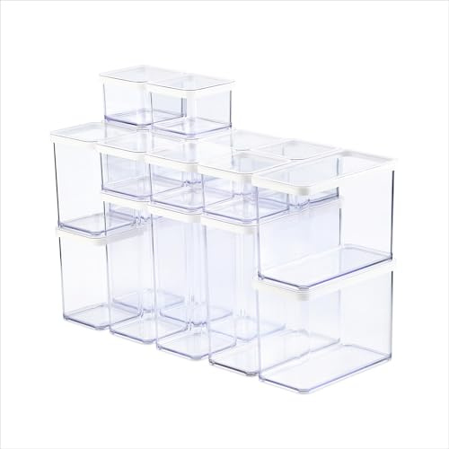 Rotho Loft Vorratsdosen mit Deckel 19er-Set 0,5–3,2 L transparent Weiß | Rotho Aufbewahrungsbox, 19er-Set 0,5–3,2 L, Silikondichtung, stapelbar, spülmaschinengeeignet, lebensmittelecht, transparent