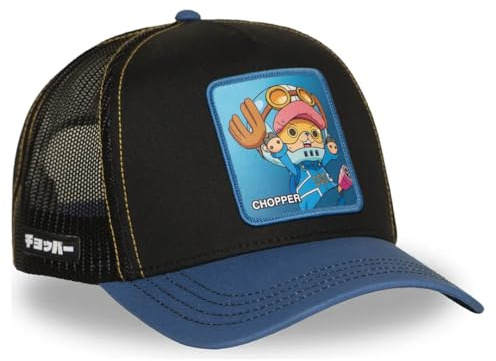 Capslab Trucker One Piece Cap – Tony Tony Chopper | bedruckter Front-Patch, Unisex-Design, Aduten-Design, verstellbarer Verschluss, gebogenes Visier, atmungsaktives flexibles Netzgewebe hinten | Kappe