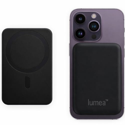 LUMEA PowerBank para Magsafe - 5000mAh Blanco o Negro Power Bank Magnético Cargador Inalámbrico Portátil Carga Rápida - Batería Externa para iPhone 17 16 15 14 13 12 Mini Pro Max (Negro)