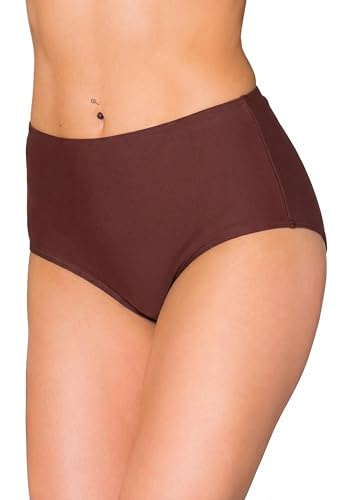 Aquarti Bikinihose Damen mit Hohem Bund Große Größen, Schokoladenbraun, 40