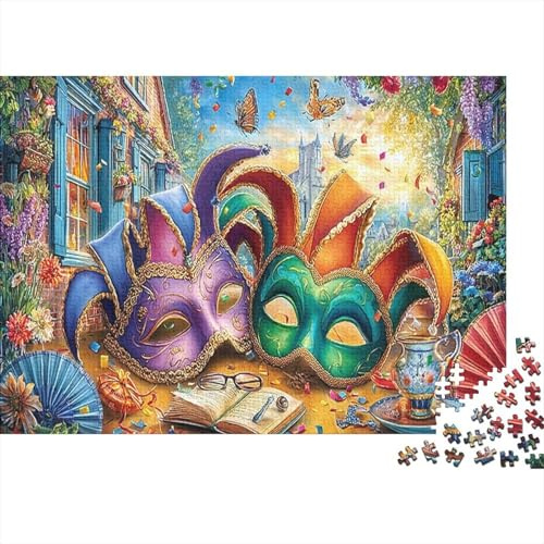 Mardi Gras Masken 1000 Stück Puzzle Spiel Mardi Gras Bunte Maske Kunstdruck Für Paare Hochwertige Pappe Geschenk Home Deko Leicht Zu Reinigen Beruhigend Achtsamkeit Jubiläumsgeschenk 38x26cm/1000pcs