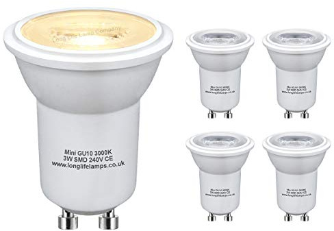 5 x 3w LED Small Mini GU10 35mm Light Bulb Warm White MRGU10
