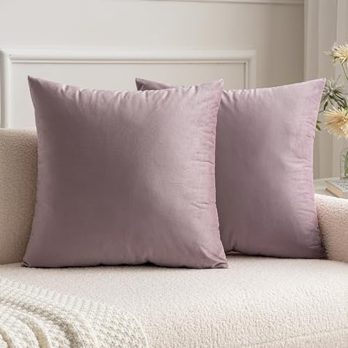MIULEE Packung von 2, Purer Weicher Dekorativ Sofa Kissenbezug Kissenhülle Set Kissen Fall für Sofa Schlafzimmer Auto Pink Lila 18 x 18 inch 45 x 45 cm