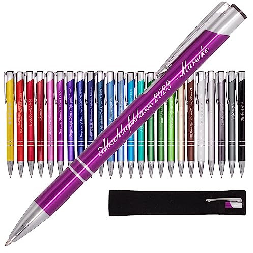 BIASTO Mitbringsel & Geschenk in Premium-Qualität: personalisierter Metall-Kugelschreiber mit Gravur, Stift mit Name (Pink)