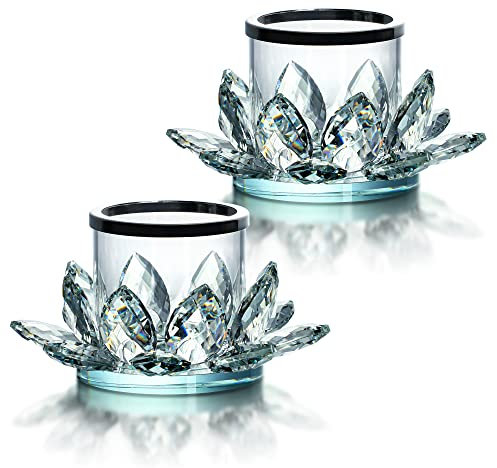 Teelichthalter, Lotusblume, transparent, 2 Stück
