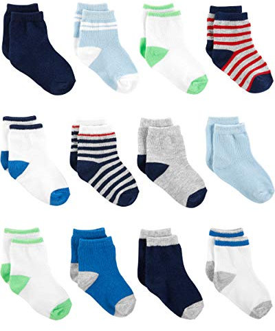 Simple Joys by Carter's 12-Pack Sock Crew Infant-And-Toddler-Socks, Multicolore/Righe, 12-24 Mesi (Pacco da 12) Bambino