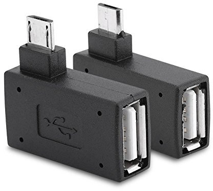 Zerone USB-Adapter, rechts, links Winkel, Micro-USB 2.0 Stecker, 90 Grad, USB Stecker auf Micro Buchse, 2 Stück