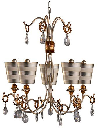Elstead Lighting Chandelier, Silver & Cream Patina