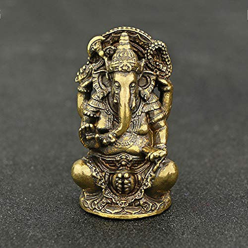 QWERWEFR Mini Vintage Messing Ganesha Statue Tasche Indien Thailand Elefantengott Figur Skulptur Home Office Schreibtisch Dekorative Ornament Geschenk