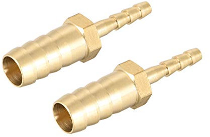 sourcing map Schlauch ID Messing Reduzierstück Widerhaken Schlauchanschluss Adapter 10mm x 4mm Widerhaken (2 Stück)