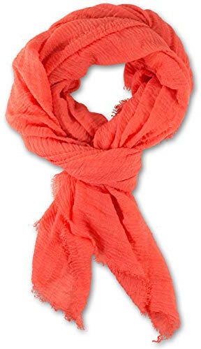 fashionchimp BASIC-Schal für Damen mit weichem Fransensaum, Tuch in leichter Qualität mit Baumwolle, einfarbig (Koralle)