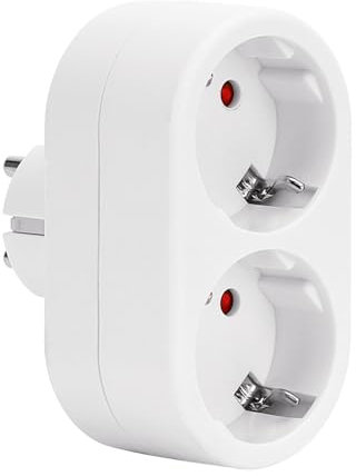 Aigostar Adaptador Enchufes Europeos con 2 Tomas.Enchufe de Pared.con Protección Infantil,16A,250V,Blanco,Paquete de 5