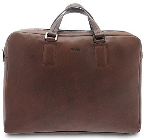 Giudi ® Aktentasche aus Kalbsleder, echtes Leder, Schultergurt aus Stoff, Made in Italy, T. Moro/Mahagoni, 33,00 x 44,00 x 12,00 cm