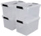 Hokky 10 Liter Plastic Clear Boxes Set of 4, Storage Boxes with Lids