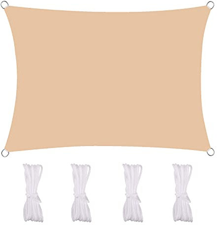 MEEYI Sonnensegel Wasserdicht 3X6m Sonnenschutzsegel Unter Pavilion 95% Beschattung UV Schutz Wetterschutz Wasserabweisend Windschutz & Tear Resistant Für Garten Terrasse Carport, Beige-Gelb