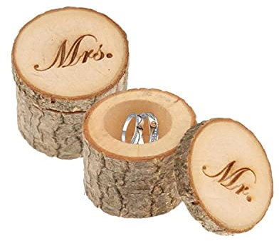 Sonwaha Ringkissen Hochzeit Holz 2 PCS Ringschatulle Hochzeit Holz Ringbox Hochzeit Holz Ringhalter Hochzeit Ringkästchen für Hochzeit für Hochzeit Verlobungsfeier Valentinstag(Mr&Mrs)