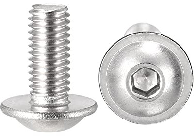 sourcing map Lot de 50 vis à tête bombée à bride, vis à tête hexagonale M5 x 12 mm, boulons de fixation en acier inoxydable 304, vis à métaux entièrement filetées, Visserie Boulonnerie