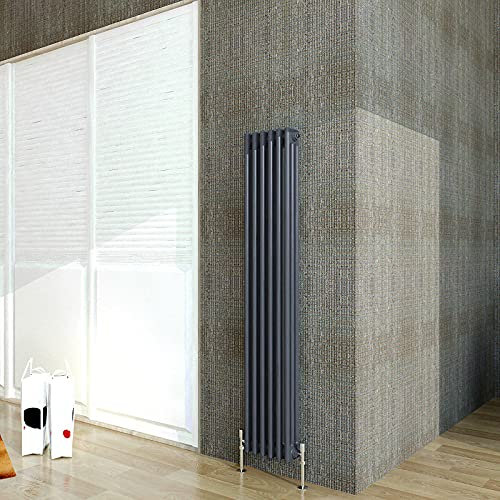 Acezanble∣3 Column Radiator, Vertical 1500mm Anthracite Tall Traditional Cast Iron Style Radiators Windows Hallyway