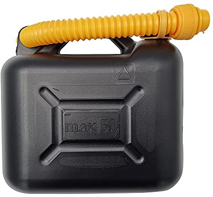 Jarra de plástico de 5 litros con boquilla – Color negro – Transporte eficiente de combustible – Respaldo de emergencia para vehículos
