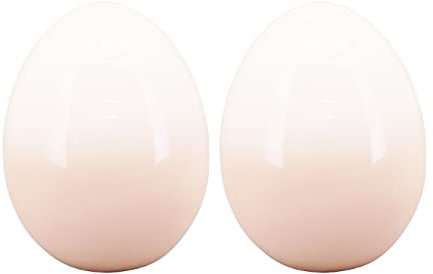 dekoratives frühlingshaftes Deko-Ei Oster-Ei Keramik weiß-rose im 2-er Set (2 x groß)