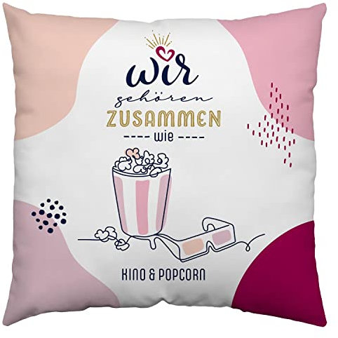 GRUSS & CO Kissen Motiv Wir gehören zusammen| Zierkissen, Baumwolle, 40 cm x 40 cm | Kissen mit Spruch | 47906