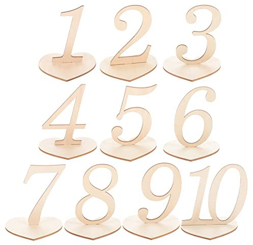 PRETYZOOM 1-10 Holz Tischnummern Zahlen Deko Hochzeit Holzzahlen 10 stücke Tisch Nummernschilder Tischzahlen für Geburstage Bankett Party Cafés Restaurants Engagement Tischdeko