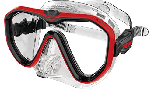 Seac Unisex-Adult Appeal Italien hergestellte Einglas-Tauchmaske mit Einer 3D-Schnalle direkt am Maskenkörper, transparent/rot, Standard