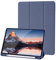 Hülle Kompatibel mit iPad 9 8 7 Generation 10.2 Zoll, Model 2021/2020/2019,9./8./7. Hülle mit Stifthalter, Trifold Ständer Schutzhülle, Auto Schlafen/Wachen for iPad 10,2 - Blau Grau