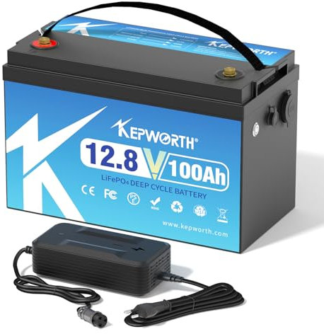 Batterie Lithium Lifepo4 12v 100ah, Cycle Profonde 5000+ Fois, avec BMS Remplace la batterie AGM ou gel pour camping-car, bateau, camping ou système solaire - avec lifepo4 chargeur