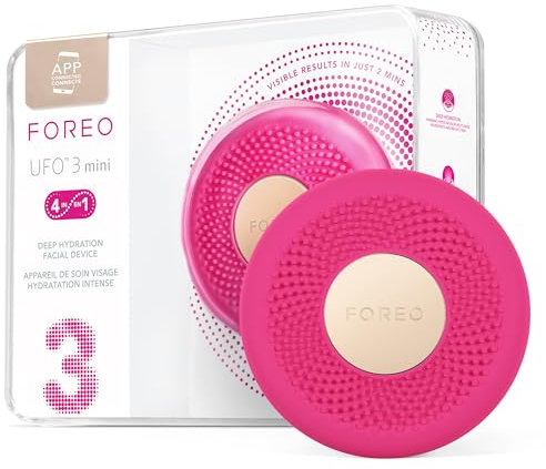 FOREO UFO 3 mini 4-in-1 Face Mask Skincare Device, Face Moisturiser, Anti-Aging, Full Spectrum LED & Red Light Therapy, Thermo Therapy, T-Sonic Facial Massage, App-connected, Fuchsia
