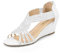 PIZZ ANNU Sandalias Mujer Verano con Tacón de Cuña Diamante de Imitación Zapatos Moda Punta Abierta Elegante Boda Fiesta Damas Zapatos Blanco EU 38