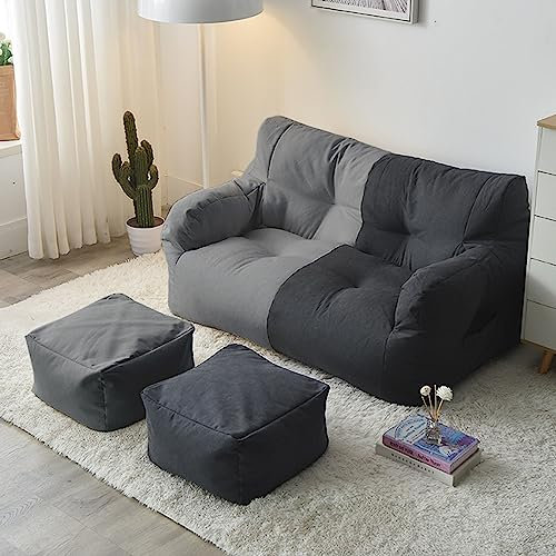 ShEyle Giant Sitzsackbezug, ohne Füllung Lazy Sitzsack Stuhlbezug Bean Bag Chair Cover Lazy Sofa Bean Bag Soft Toy für Outdoor & Indoor Gaming Entspannen 120x60cm,Light Gray+Dark Gray