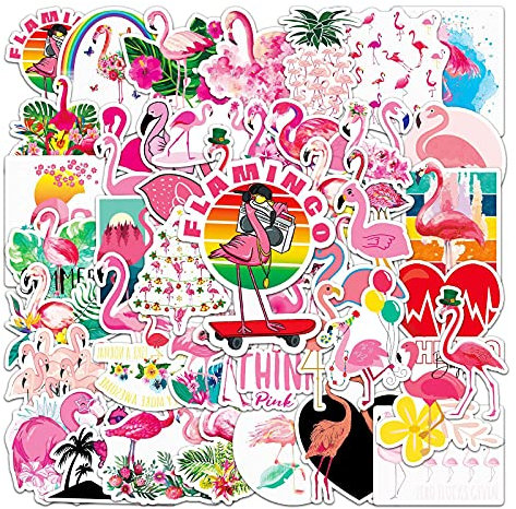 Flamingo Sticker,50 Stück Süße Aufkleber Set Wasserfeste Vinyl Aufkleber für Skateboard Laptop Koffer Helm Motorrad Auto Fahrrad Handy,Geeignet für Erwachsene Kinder