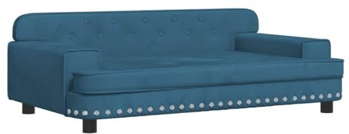 vidaXL Lit pour Chien, Canapé pour Animaux de Compagnie avec Cadre en Bois, Panier pour Chiots Maison Intérieur, Bleu 90x53x30 cm Velours