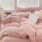 AShanlan Plüsch Bettwäsche 220x240 Winter Warme Flauschig Cashmere Touch Bettbezug Teddy Fleece Winterbettwäsche Set mit Reißverschluss und 2 x Kissenbezug 80x80 cm Rosa