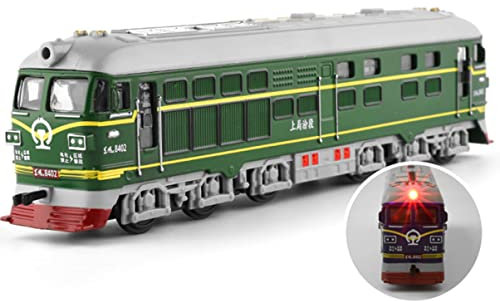 ibasenice Treno in Lega Di Alluminio Verde, Giocattolo Per Bambini, Treno a Vapore Realistico, Sviluppo Delle Abilità Motorie, 20cm