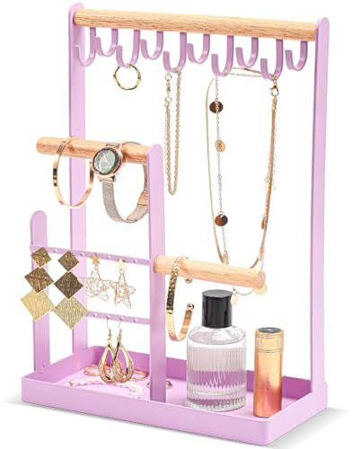 ProCase Schmuckständer Schmuckhalter Schmuckbaum, Schmuck Organizer Ketten Aufbewahrung Ständer Ohrringständer Schmuckaufbewahrung Kettenhalter Jewelry Stand für Halsketten Armbänder Ringe -Violett
