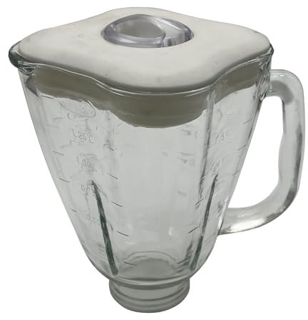 Replacement 5 Cup Clover Shape Glass Blender Jar 084036-000-000 (white lid, Glass)