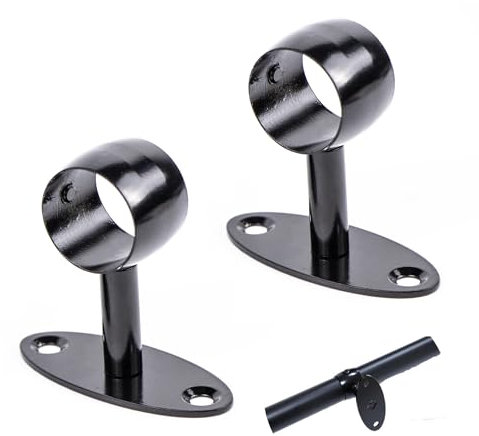 Support de Main Courante, Support de Rampe Escalier Mural en Acier Inoxydable pour les Cages D'escalier, Couloirs, Salles de Bain, Intérieure et Extérieure Ø 33 mm, 2 Pièces, Noir