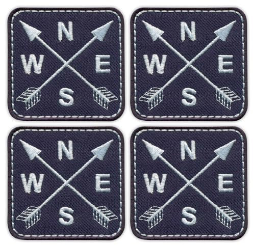 Set mit vier gekreuzten Pfeilen – Kompass (NSEW) – Aufnäher – bestickter Aufnäher / Abzeichen / Emblem