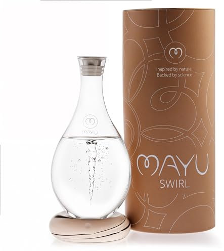 MAYU Water Swirl - edle Wasserkaraffe mit natürlicher Wirbelbewegung, 100% Borosilikatglas, handgefertigtes Porzellan, 1,5 Liter, Earth