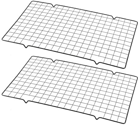 2 Piezas Rejilla de Enfriamiento Antiadherente para Tartas 40 x 25 x 2cm, Rejilla Refrigeración para Enfriar Pasteles, Rectangular de Acero Carbono para Pan Galleta Pizza Tarta de Huevo