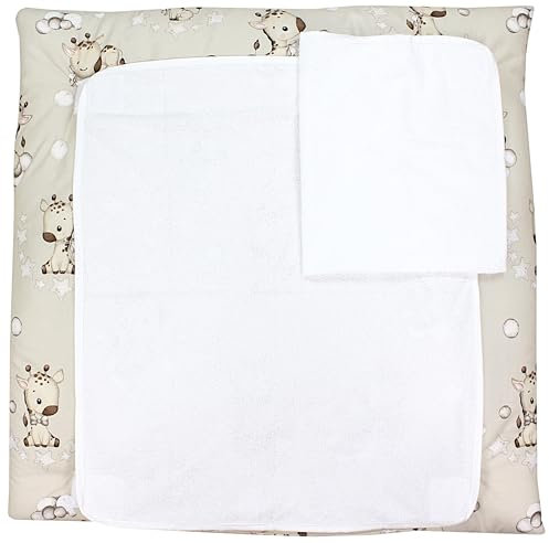 TupTam Baby Wickelauflage inkl. 2 Frotteebezügen ANK019, Farbe: Giraffe Beige, Größe: 75 x 85 cm