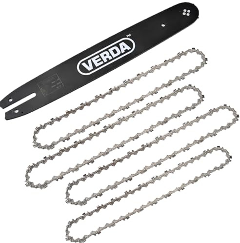 Verda Schwert für Stihl Kettensäge + 4x Sägekette 35cm | 3/8 1,3mm 50TG | Hochwertiges Führungsschwert & langlebige Ketten für präzises Sägen (Schwert + 4x Sägekette)