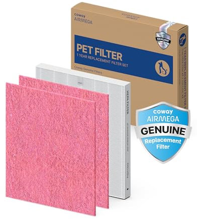 COWAY AP-1512HH & 200M Air Purifier Filter Replacement, Pet Filter Pack, 2 Pet Deodorization Filters and 1 True HEPA Filter, 1 Pack, Pink